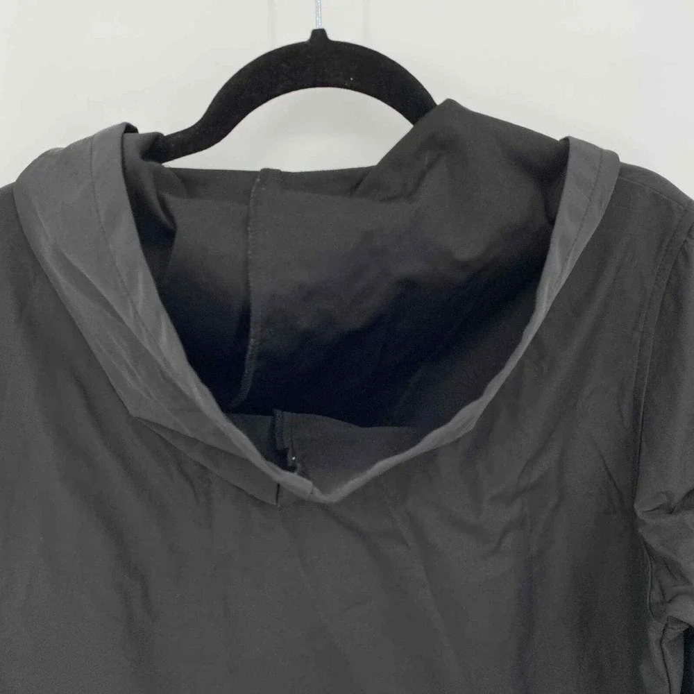 Sandro Rain Jacket Mens Small Black Polyester Pockets Hood Full Zip Waterproof
